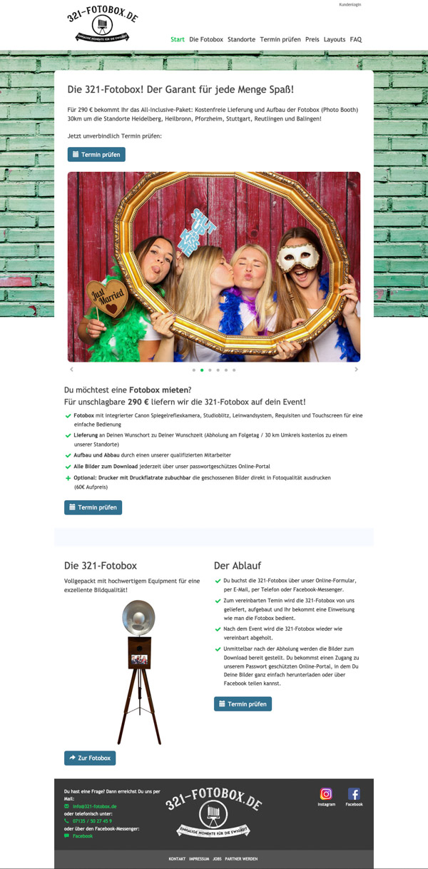 Screenshot der Webseite 321-fotobox.de