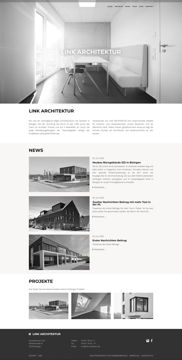 Screenshot der Webseite link-architektur.de