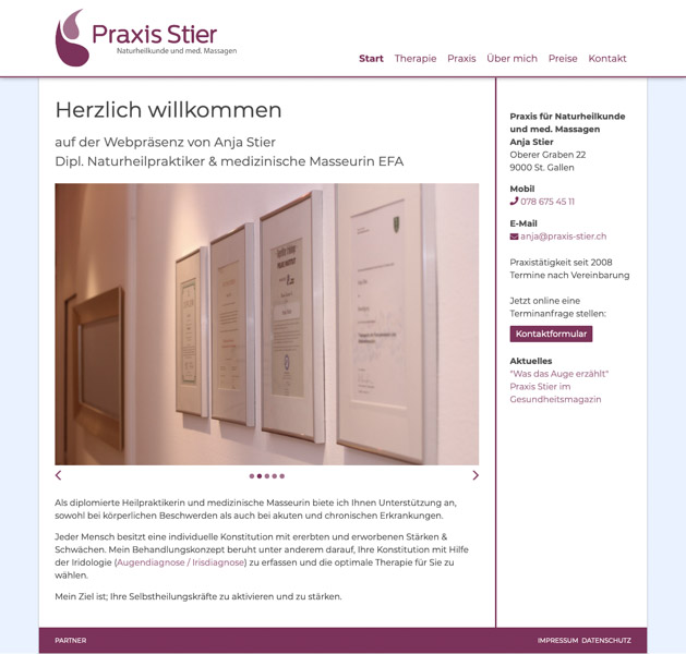 Screenshot der Webseite praxis-stier.ch